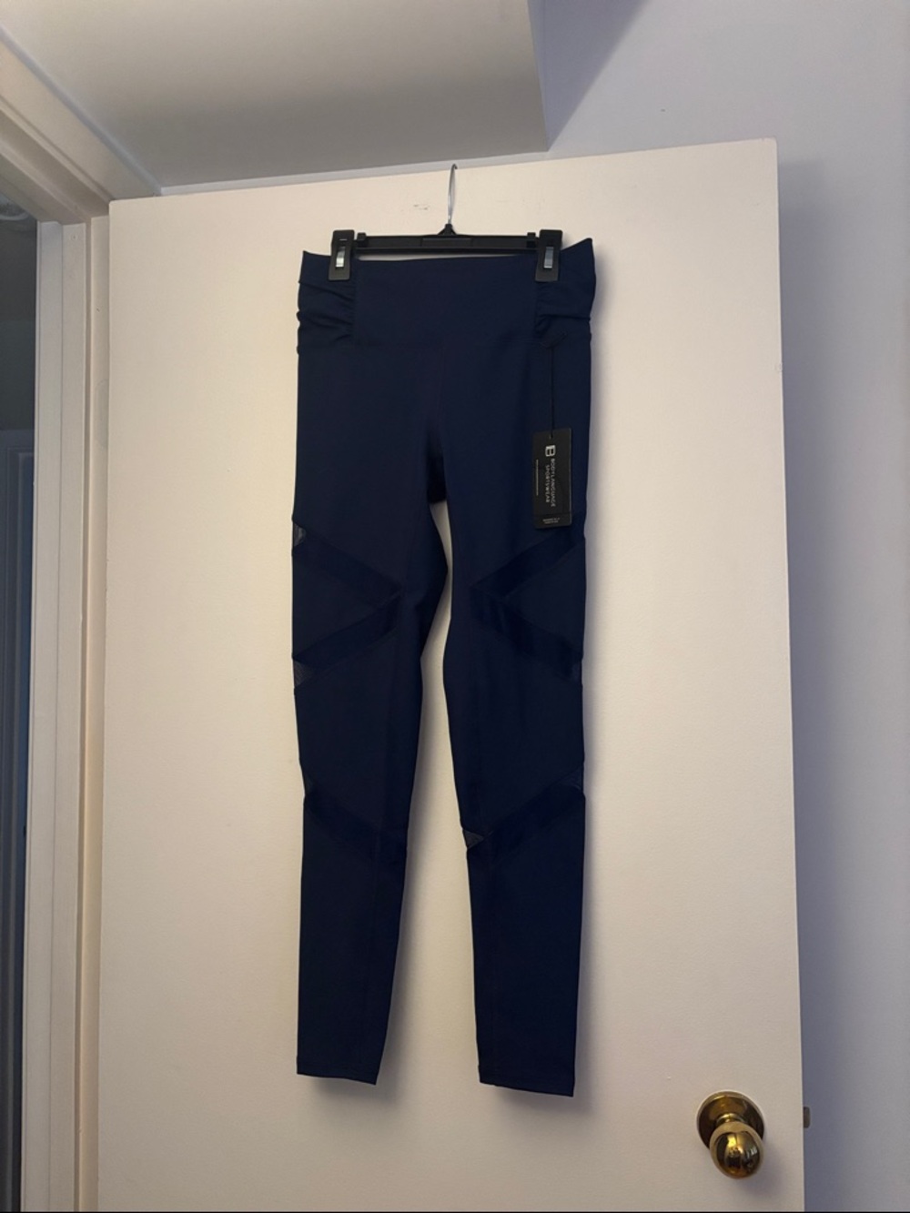 BodyLanguage Navy Performance Leggings with Mesh Accents